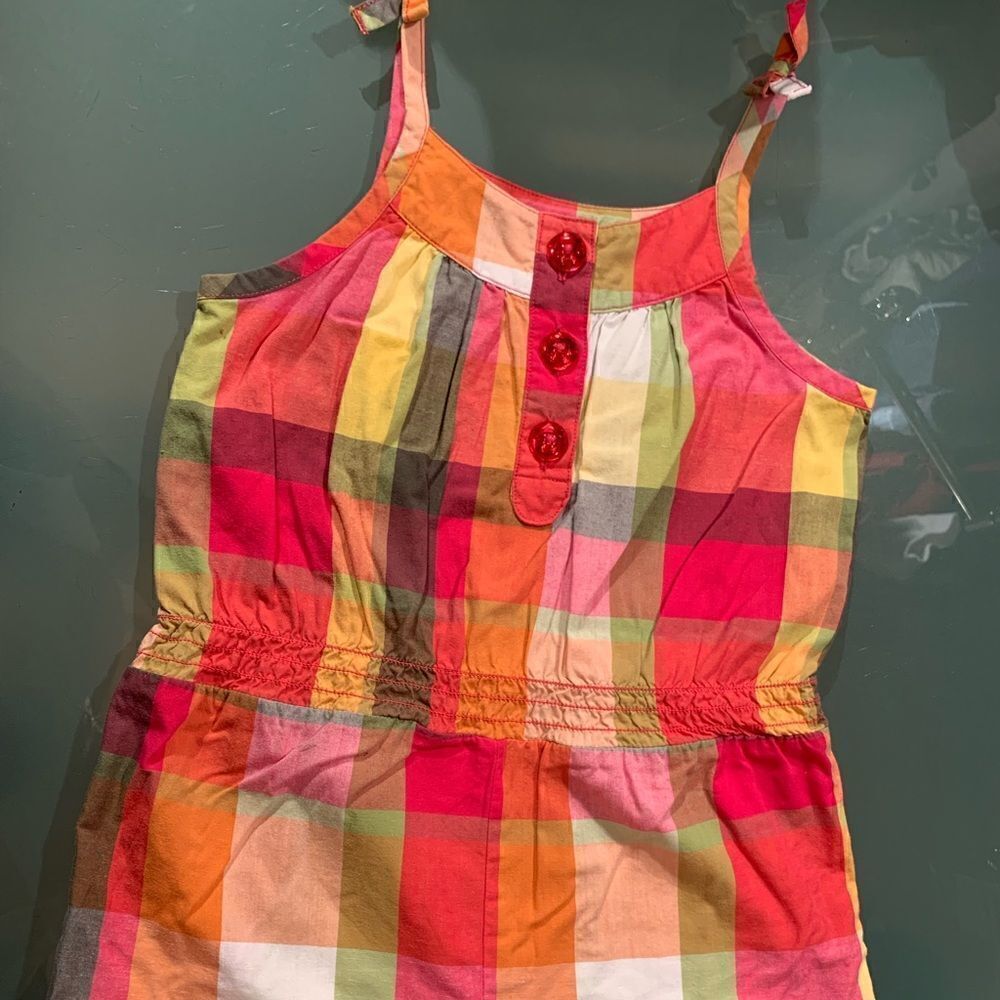 Gymboree Batik Summer 3T Plaid Romper Pink Madras - Picture 2 of 8